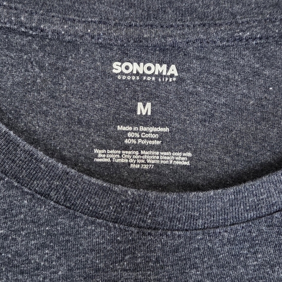 Sonoma | Heathered Blue Yellow Striped Colorblock Long Sleeve Tee Size Medium - Picture 2 of 5